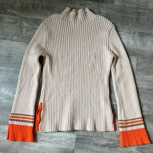 Anthropologie Cream Ribbed Knit Sweater